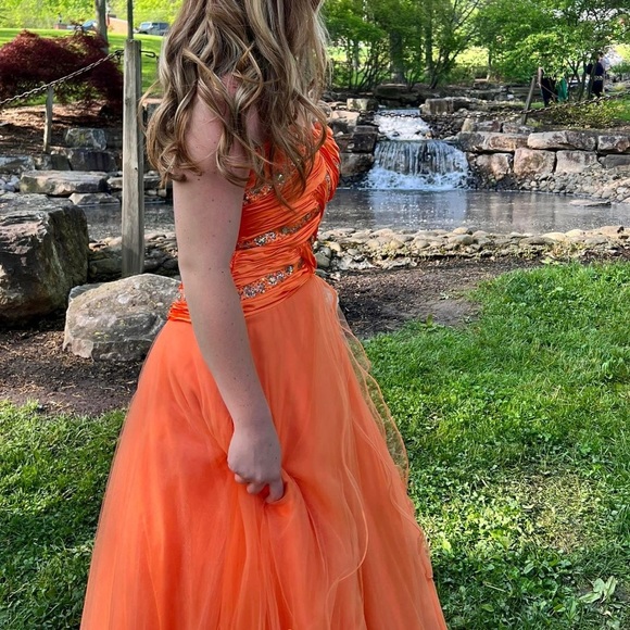 open lace back dress Mermaid Orange Off the Shoulder Modest Elegant Evening Long Prom Dress –  bridalsew